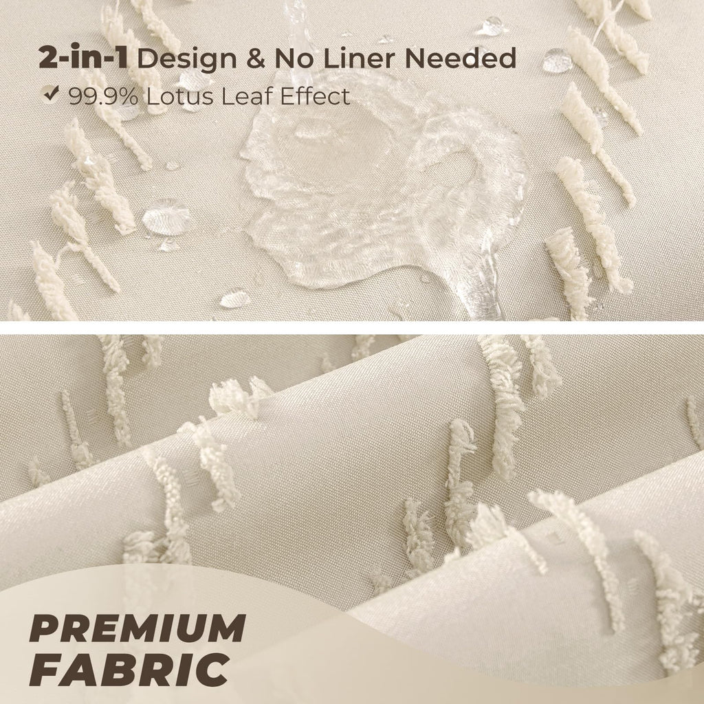 Beige Boho Fabric Shower Curtain 54 x 78 Inches