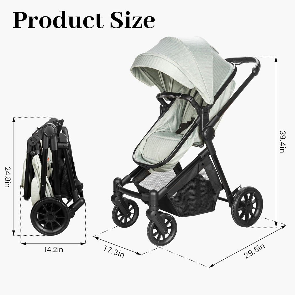 Lightweight in-1 Baby Stroller with Reversible Seat, Green
