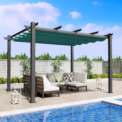 Morgan Outdoor Retractable Pergola with Sun Shade Canopy Patio Aluminum Pergola Shelter for Backyard Deck Garden