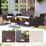 Greesum Patio Furniture 4 Pieces Conversation Sets Outdoor Wicker Rattan Chairs Garden Backyard Balcony Porch Poolside