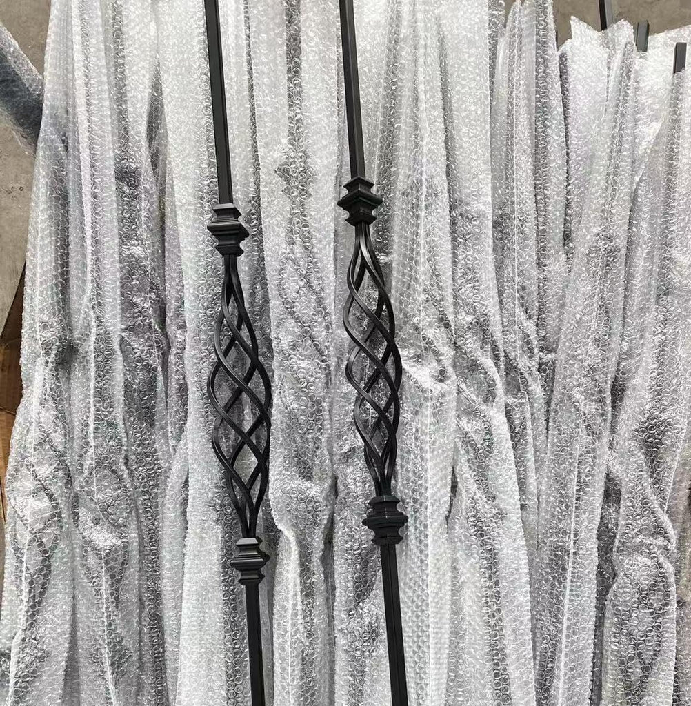 16 Pack Balusters for Staircase Interior Hollow Big Basket and Straight Stair Spindles 1/2" Square Iron Balusters