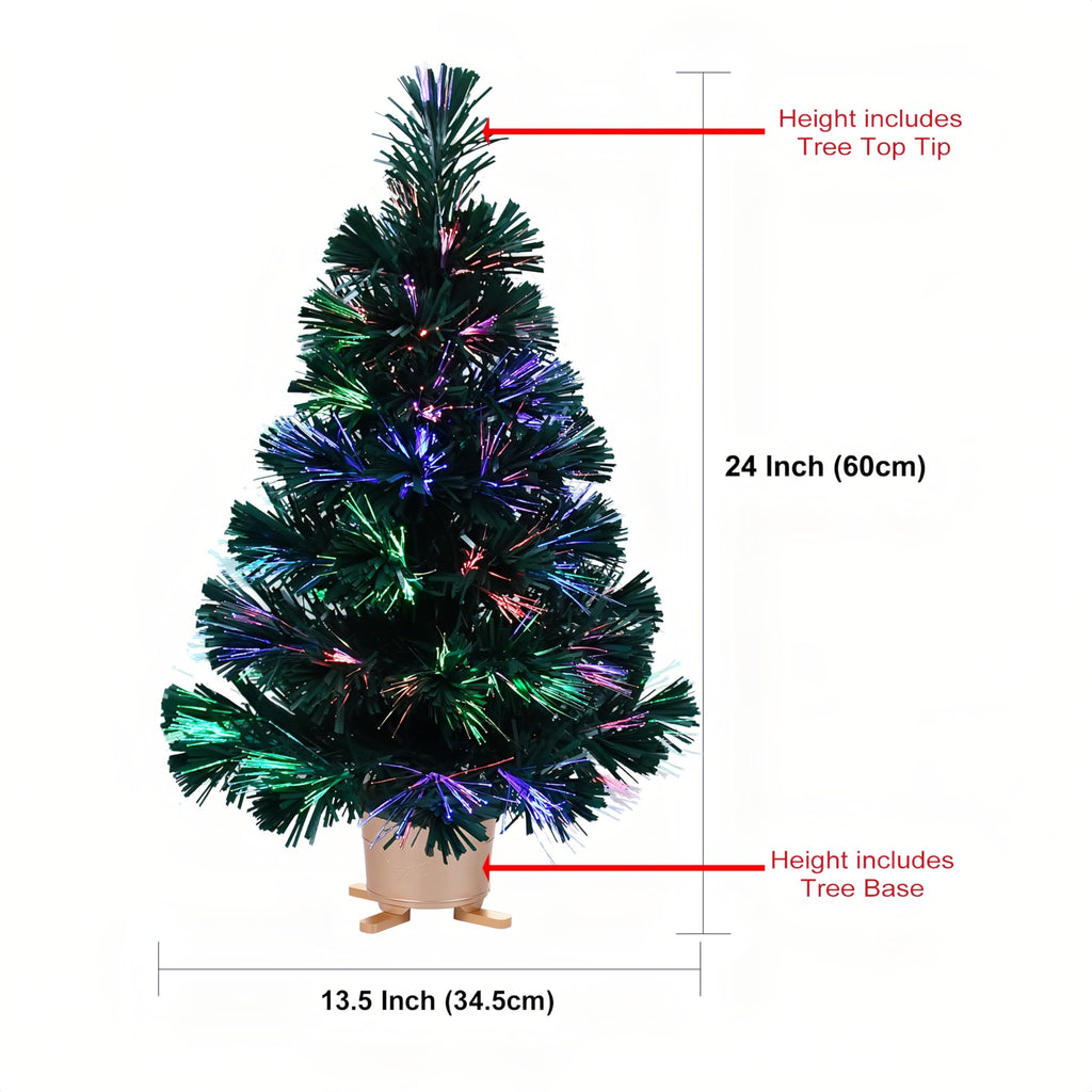 24 inch Green Fiber Optic Tabletop Christmas Tree, Color Changing