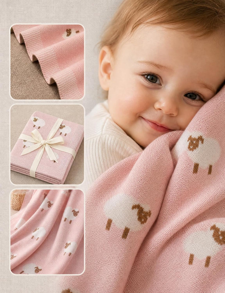Organic Cotton Baby Blanket - Soft Luxury Knit Receiving Blanket for Newborns & Toddlers, Cozy Breathable Stroller