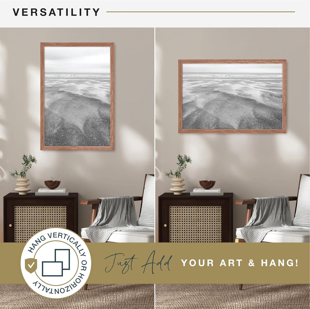 Museum Poster Frame, 24x36, Medium Oak, 1-Pack | Museum Collection Poster Frame For Photos & Art Prints, Hangs