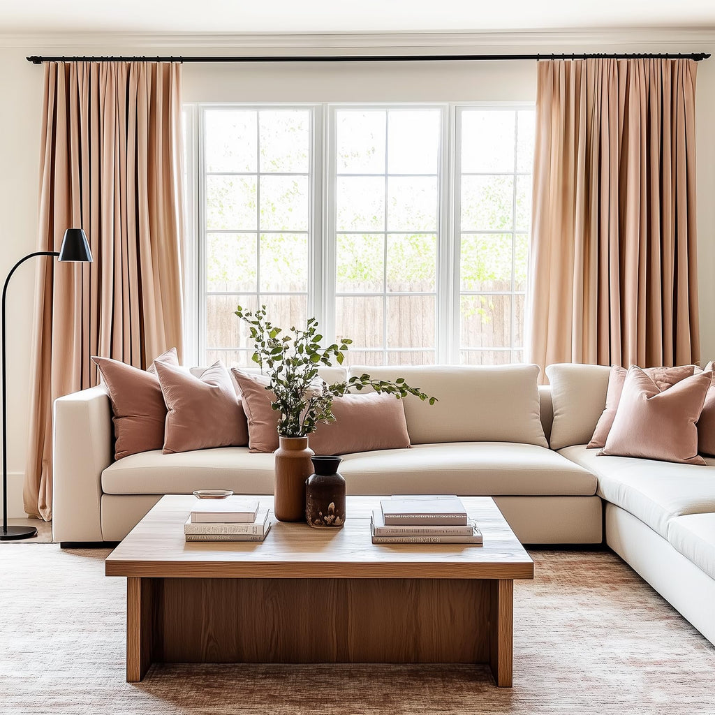 90 Inches Long Blush Beige Velvet Curtains, Sound Dampening Decorative Room Darkening Viral Luxury Nursery Girls