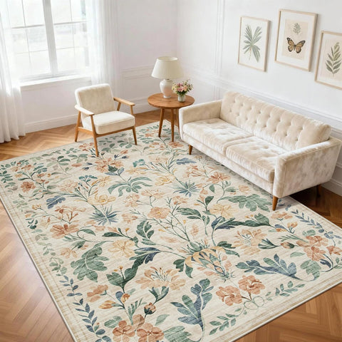 5x7 Area Rugs Washable Rug: Lagre Boho Living Room Rug Soft Non-Slip Thin Carpet Indoor Floor Non-Sh