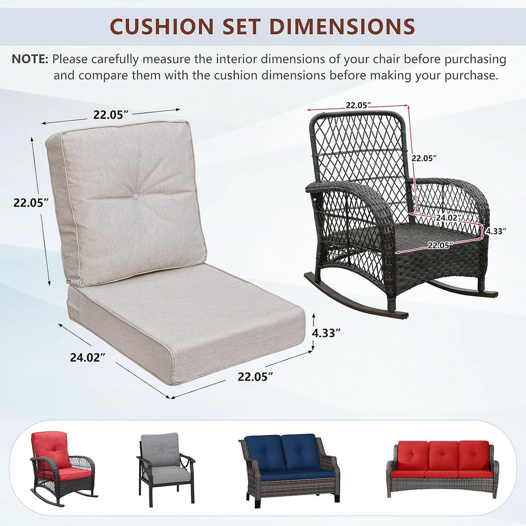 Outdoor Deep Seat Cushions Set 22 x 24 Inch, Waterproof UV-Resistant Patio Chair Cushions, Outdoor Furniture