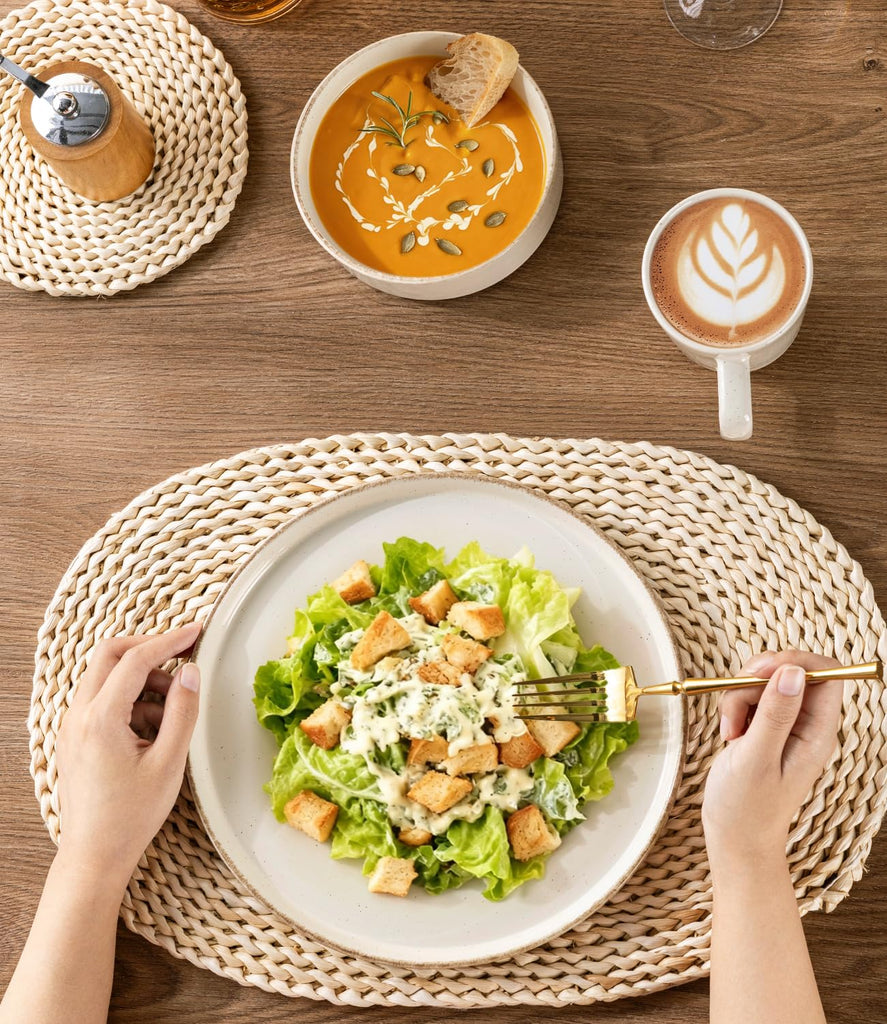 Stoneware Dinnerware Sets for 4,12Pcs Plates and Bowls Set