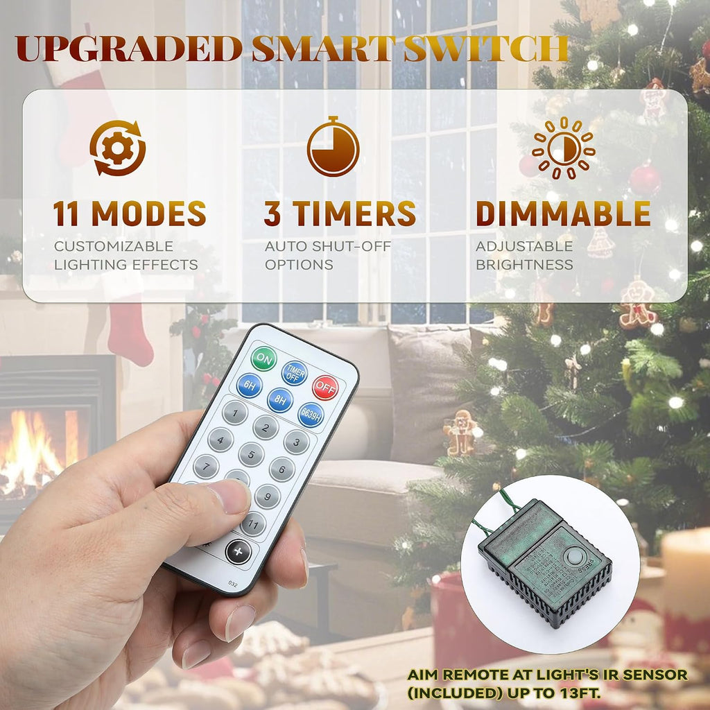 7.5ft Prelit Decorated Pine Christmas Tree w/Red Berries & Remote | Artificial Hinged Xmas Tree w/ 1398 Frosted Tips