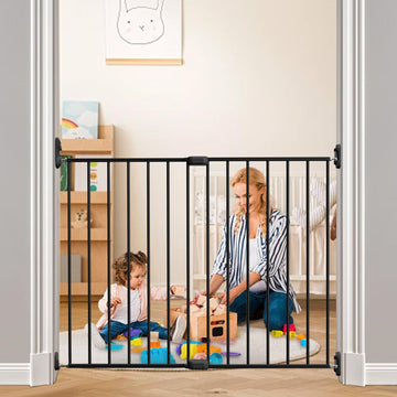 Adjustable Baby Safety Swing Gate, Hardware-Mounted Metal Gate for Stairs and Doorways, Secure Latch for Kids