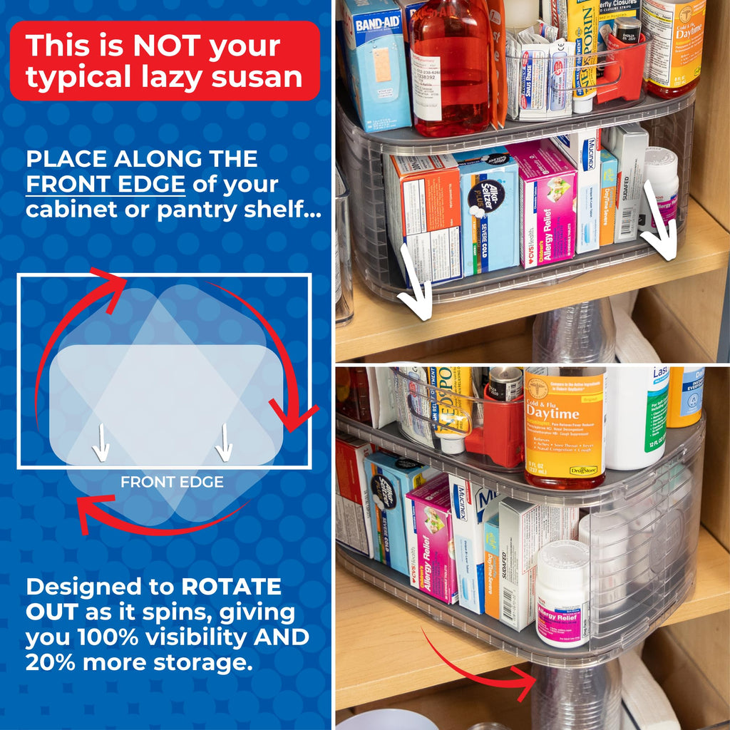 Lazy Susan Organizer for Cabinet, Steel Reinforced