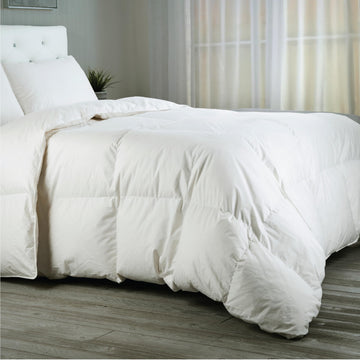 Goose Down White Comforter - Made in USA - 100% Egyptian Cotton 400 Thread Count Cover, 650+ Fill Power, Light