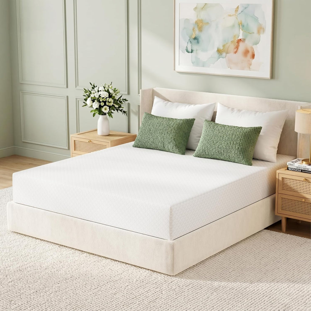 Cal King Mattress 12 Inch, Gel Memory Foam Mattress, Medium Firm | Bed Mattress in A Box, Cooling Green Tea Gel