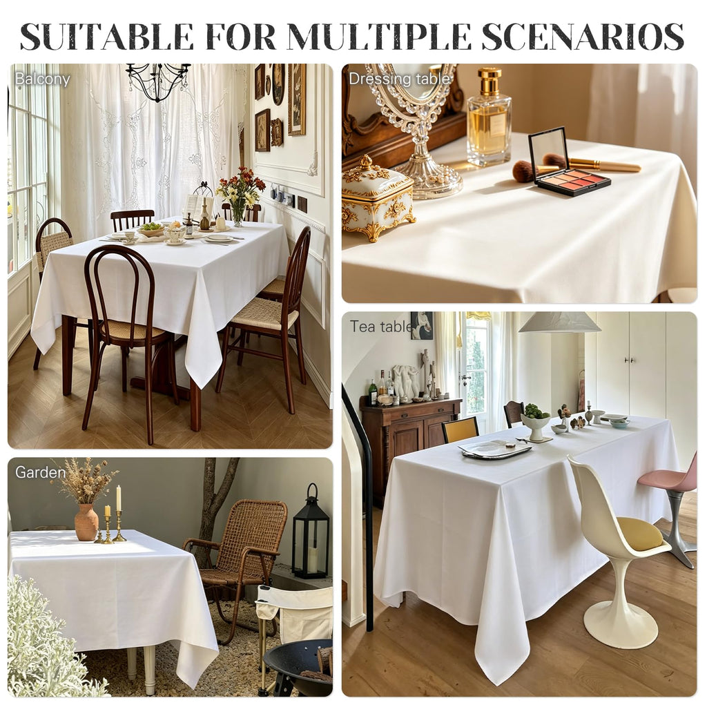 6 Pack Ivory Table Cloth Rectangle 60X126 Inch Tablecloth Fit 8FT