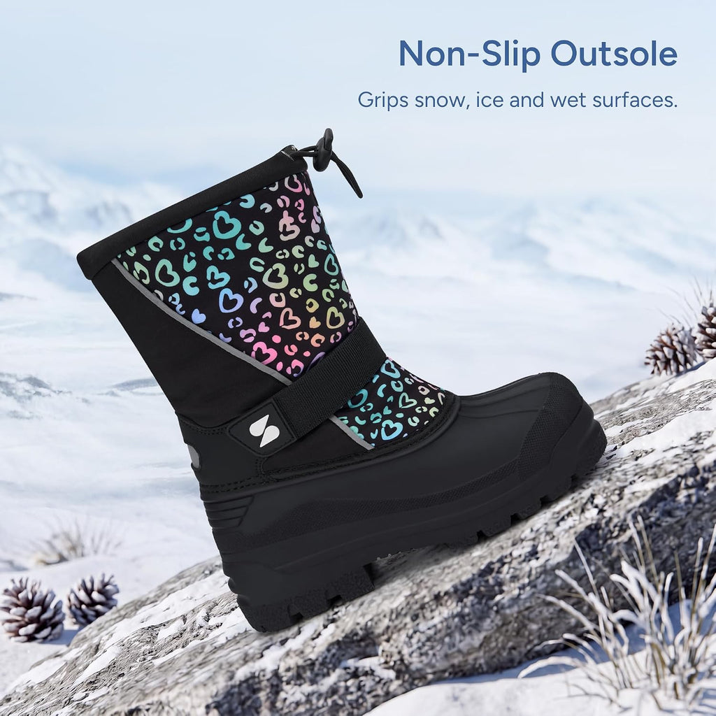 Kids Snow Boots Boys Girls Waterproof Zipper Winter Boots
