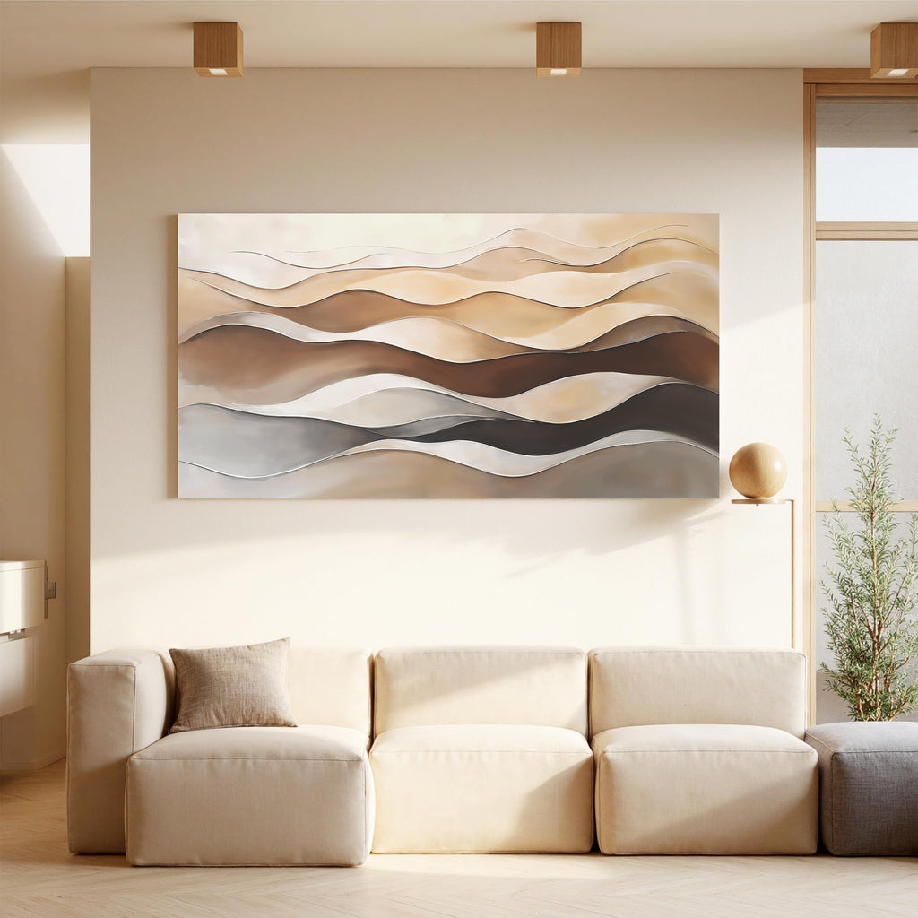 Brown White Abstract Canvas Wall Art Decor Prints 20"×40"