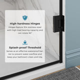 60-60.5" W x 72" H Frameless Glass Shower Door Adjustable, Hinged Shower Door with Ultra Clear Tempered Glass