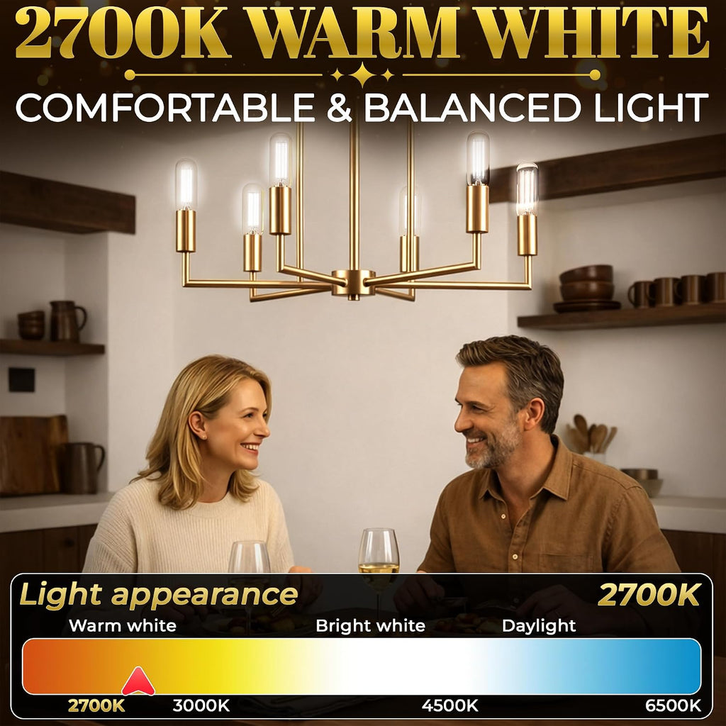 LED E12 Light Bulb Dimmable Edison Bulbs, 4W 2700K 400LM T6 T25