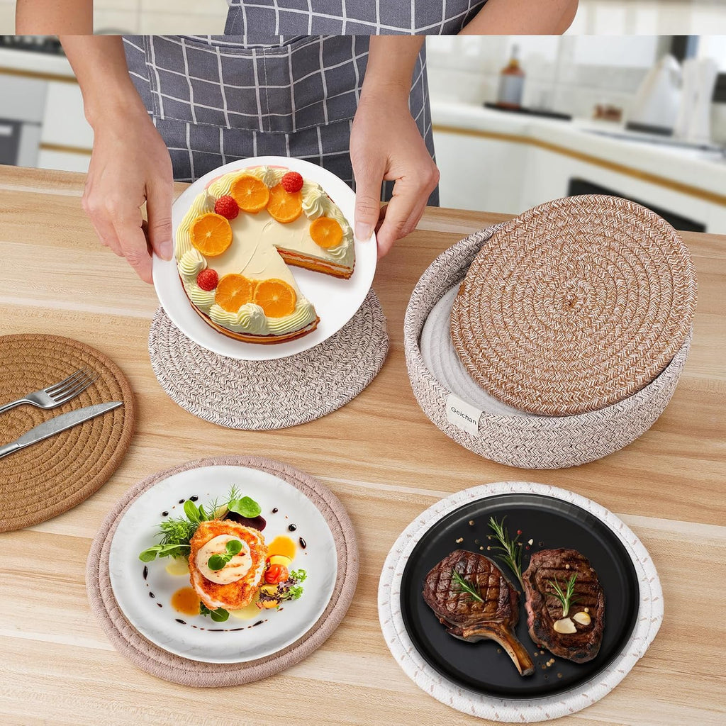 8inch Trivets for Hot Dishes, Hot pots and Pans, Extra Large Thick Heat Resistant Large Coasters,Pot Holders, Hot - Set of 6