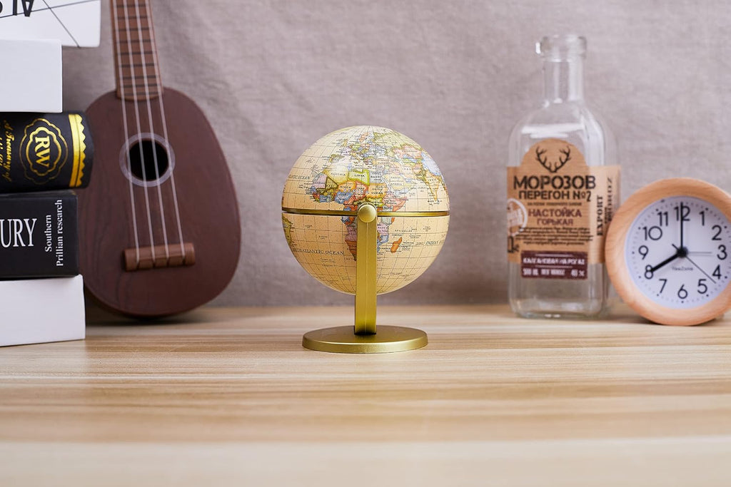 Mini Antique Globe 4-inch / 10 cm - Swivels in All Directions Educational, Decorative, Unique, Small World, Desktop