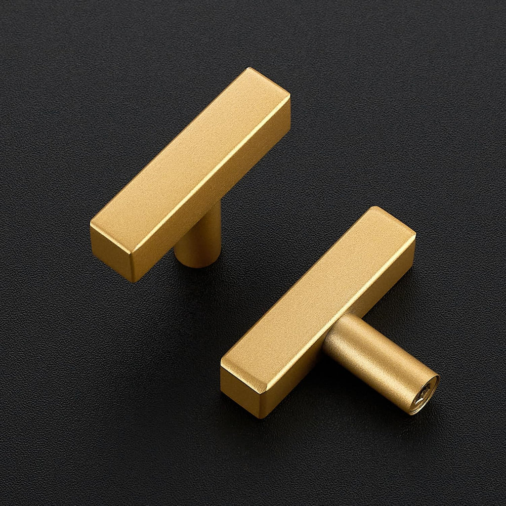 Champagne Gold Handles Square Cabinet Hardware Single Hole 10 Pack