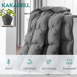 Pinch Pleat Goose Down Feathers Fiber Comforter Full/Queen All Season-Ultra Soft and Cozy Noiseless 