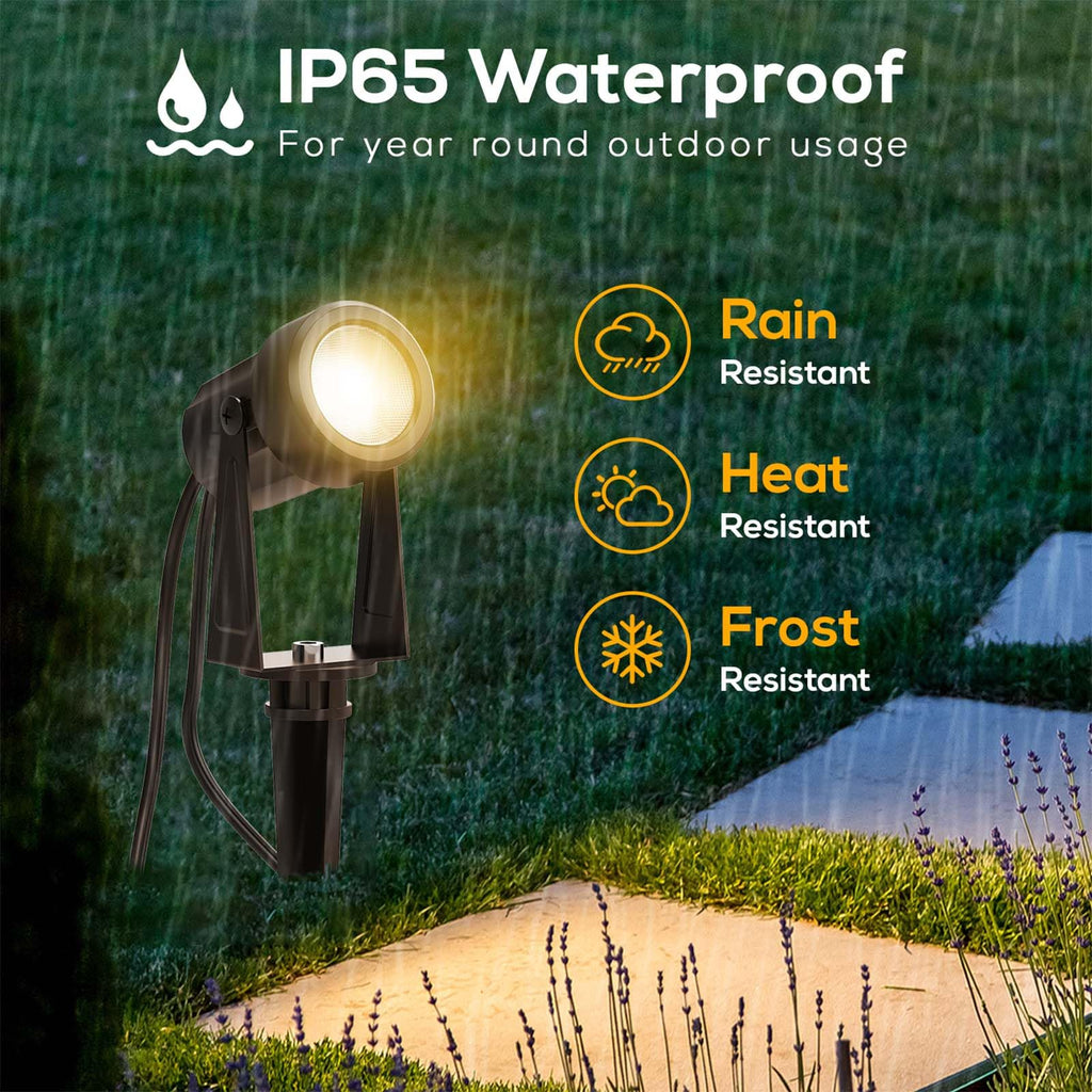 Outdoor Landscape Lighting, 10 Pack Low Voltage LED Spot Lights with Transformer, IP65 Waterproof, 2700K Warm White