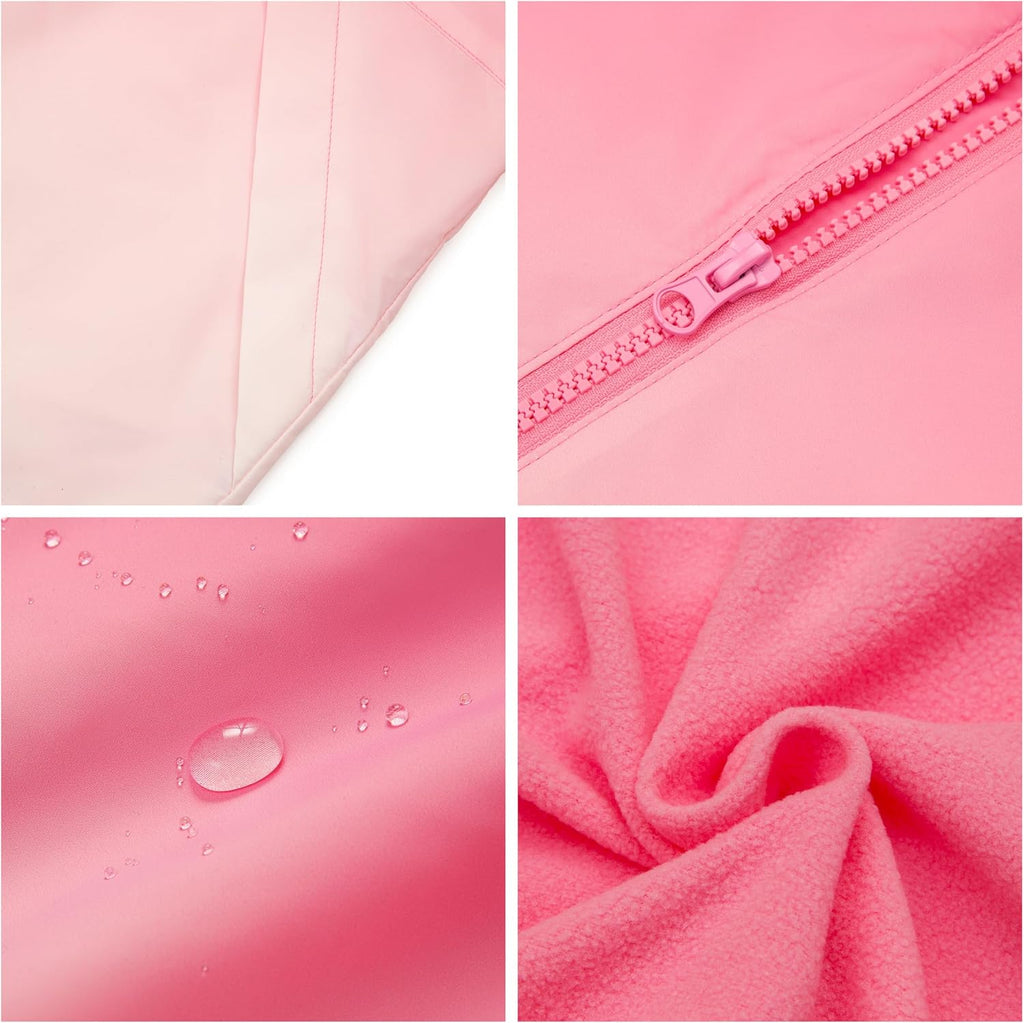 Girls' Fleece Lined Windbreaker Ripstop Water-Resistant Jacket