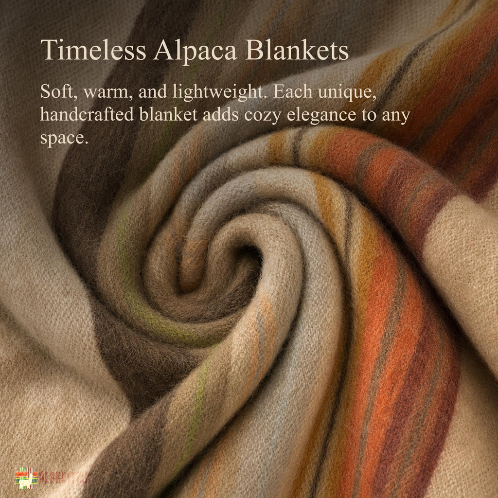 70% Alpaca Wool Blanket, Queen Size Bed Blanket, Brown