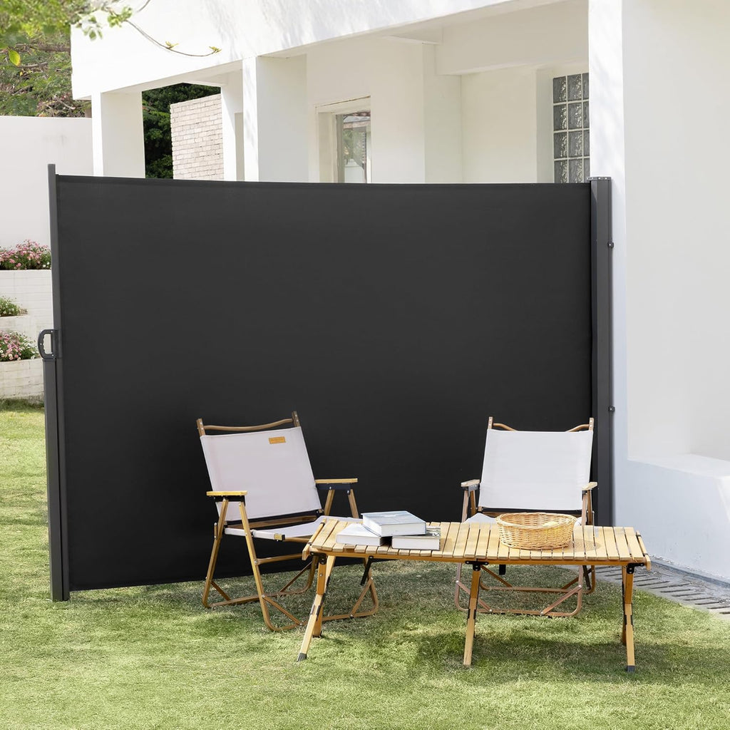 146" x 71" Retractable Side Awning with Privacy Screen Protection, Carbon Gray Waterproof & UV-Resistant Outdoor Side