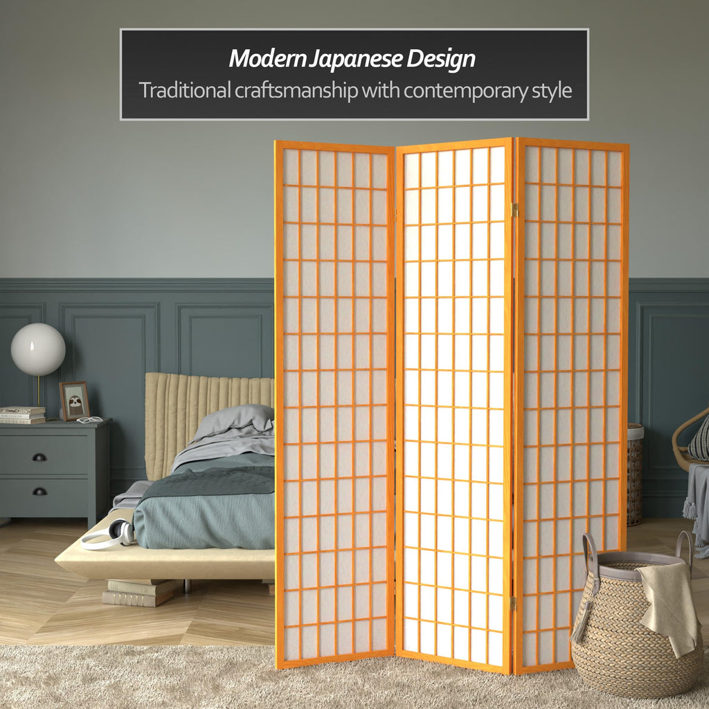 6 ft. Tall Window Pane Shoji Screen - Honey - 3 Panels