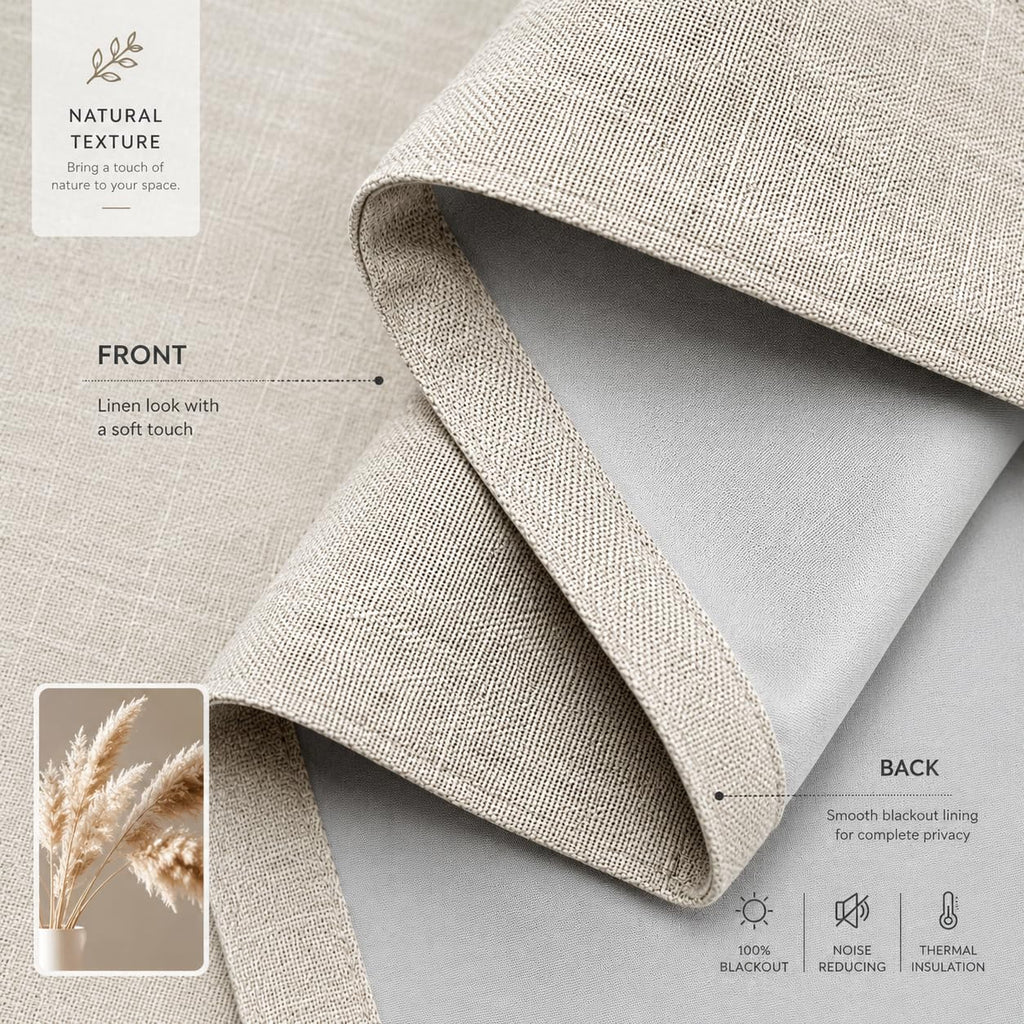 20ft Extra Long Curtains, 100% Blackout Faux Linen High Ceiling Curtains 240 Inches Long for 2 Story Living Room Tall