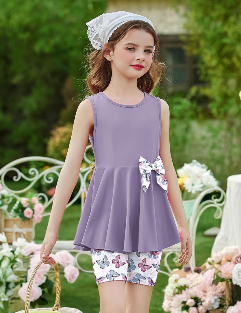 Toddler Girl Summer Clothes Sleeveless Top Dress Bike Shorts Set
