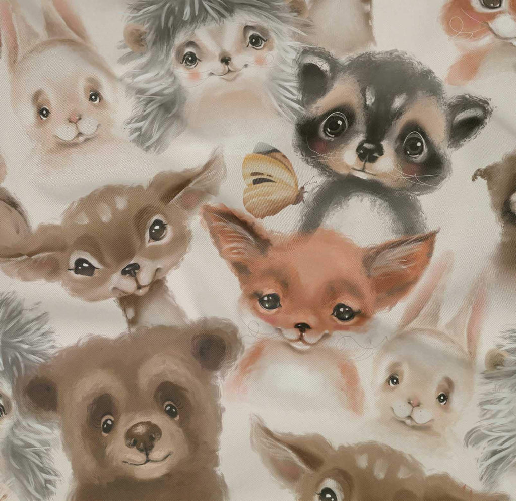 Cotton Poplin Twill Brown Fabric Animals Watercolor Sewing Fabric By The Yard Printed DIY Clothing Sewing Supplies 56