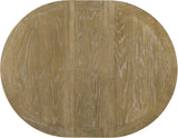 Retro Style Round Dining Table Functional Wooden Extendable Oval Dining Table with 12" Leaf and Natural Wood Grain