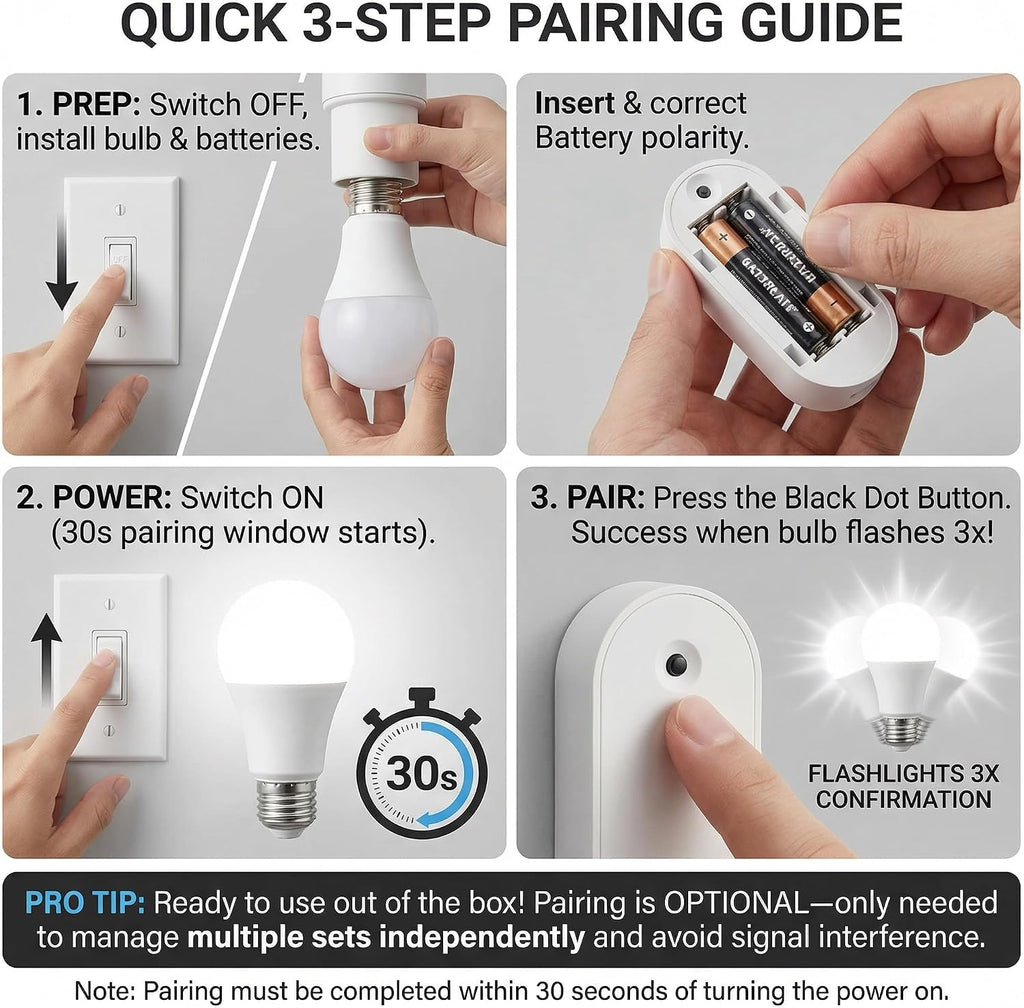 Detached Motion Sensor Light Bulb(1 Pack), A19 E26 LED Bulb, 6000K Daylight White, Wall-Mount Sensing Unit (2 Pack)