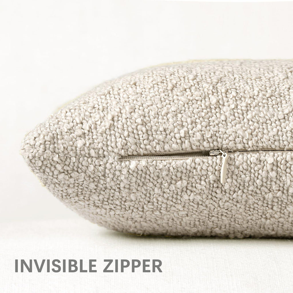 18x18 Boucle Throw Pillow Covers, 2-Pack, Beige