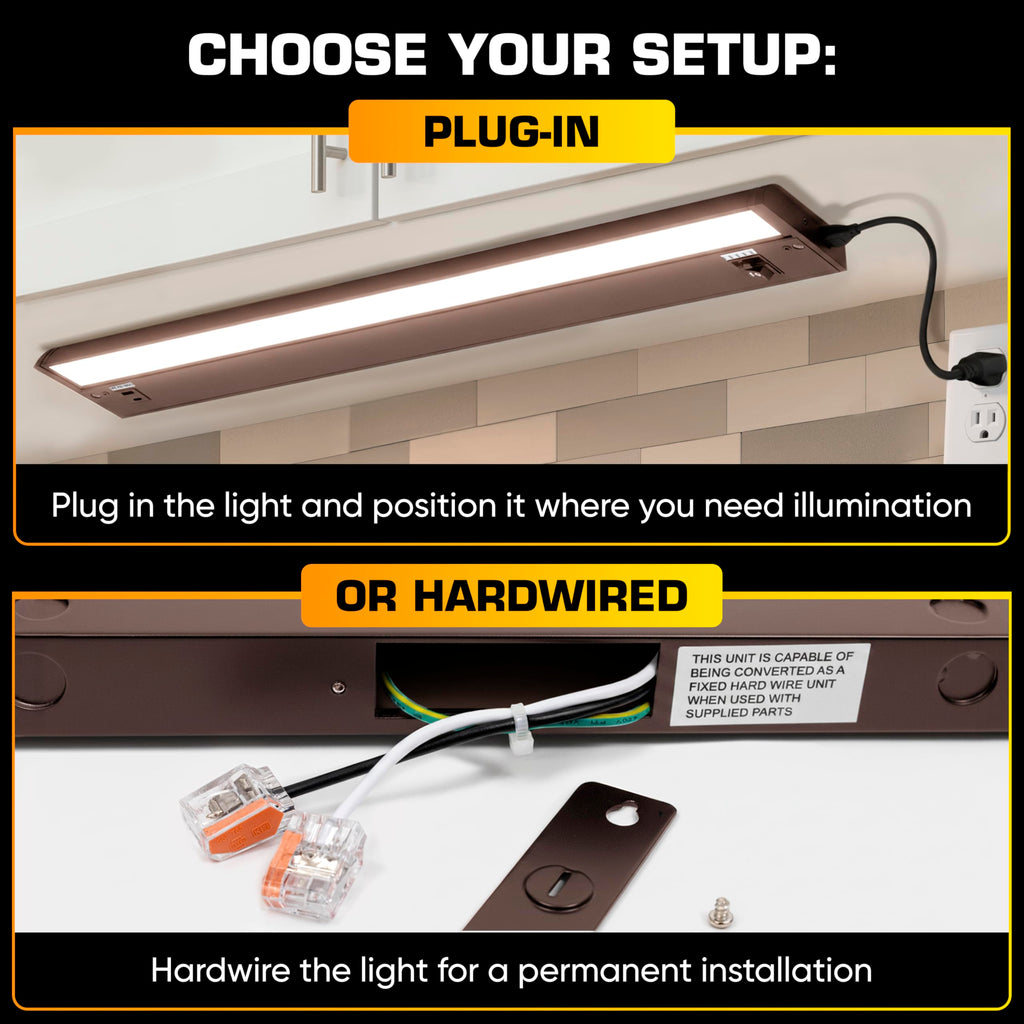 LED Under Cabinet Lighting Hardwired - Swivel Lens - 32 Inch Bronze