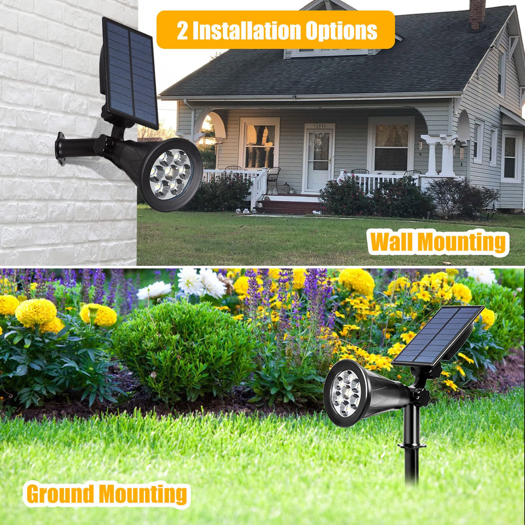 Solar Spot Lights Outdoor Waterproof, Warm White, 4 Pack
