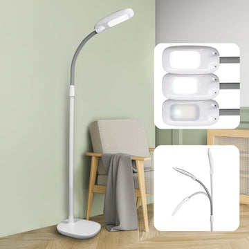 ClearSun LED Floor Lamp, Adjustable Height, White