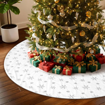 72 Inches Christmas Tree Skirt Holiday Party Decorations White Plush Silver Sequin Snowflake