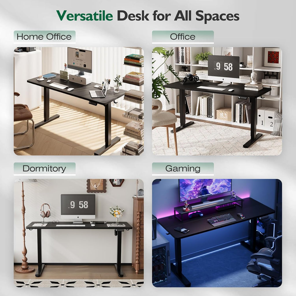 Electric Standing Desk 55"x24"Height Adjustable Sit Stand Up,Black | Ergonomic Computer Workstation Desk with Memory