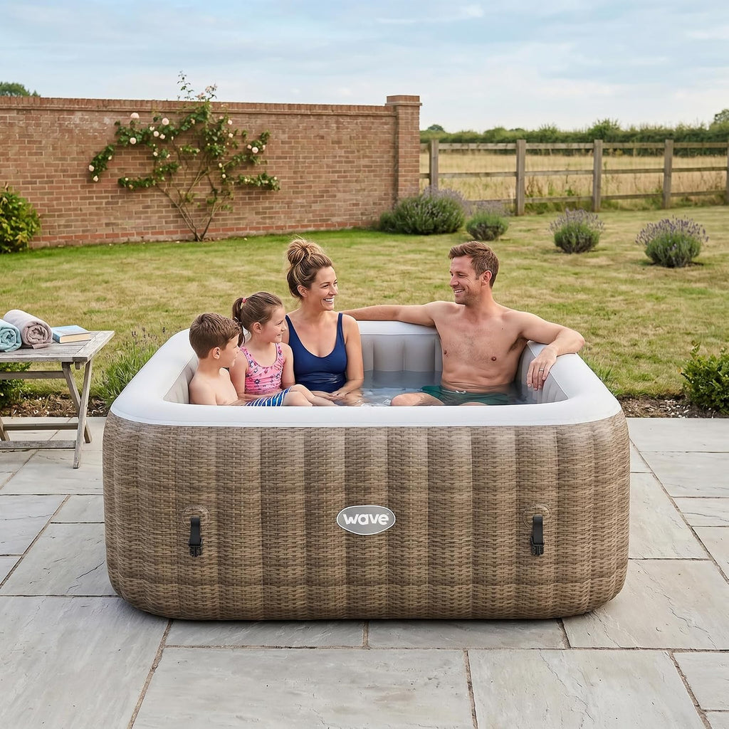 Pacific Inflatable Hot Tub | Square Outdoor Spa | Integrated Eco Heater | 110-130 AquaBubbleTM Massage System |