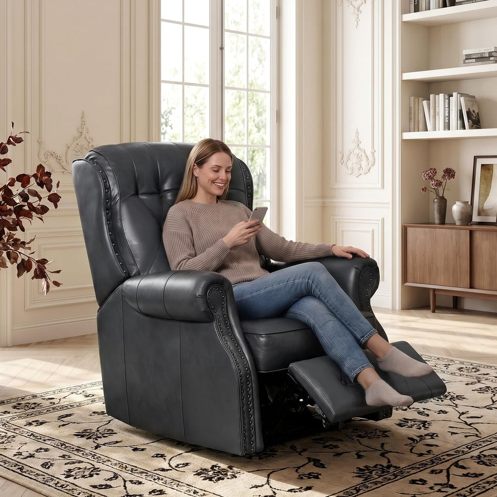 Dual Motor Zero Gravity Wingback Power Recliner Chair, Obsidian Black