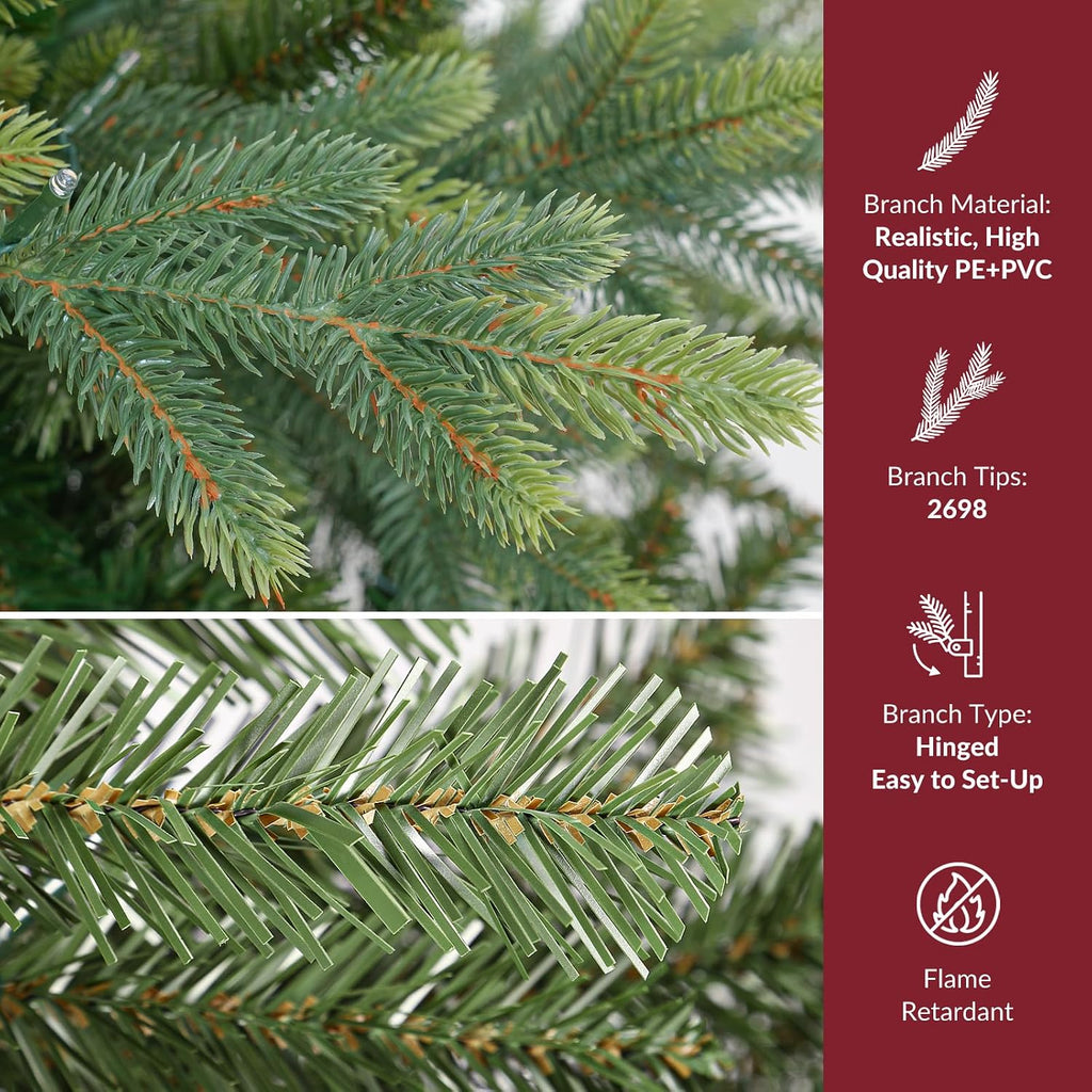 Prelit Artificial Fir Christmas Tree with Dual Color Lights