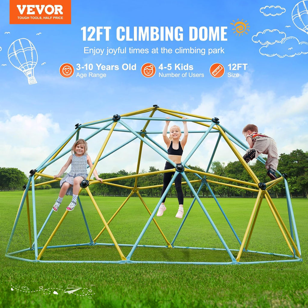 Climbing Dome, 12FT Geometric Dome Climber Play Center for Kids 3 to 10 Years Old, Jungle Gym Supports 750LBS and
