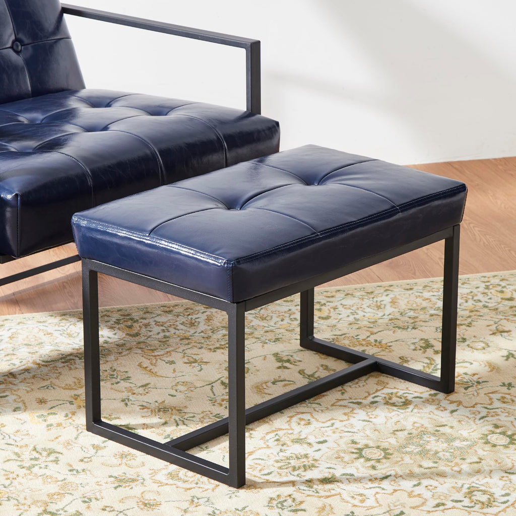 Ottoman Bench Pack of 2, Modern PU Leather Vanity Stools Chairs with Metal Frame, Makeup Stool Padded Foot Rest Stool