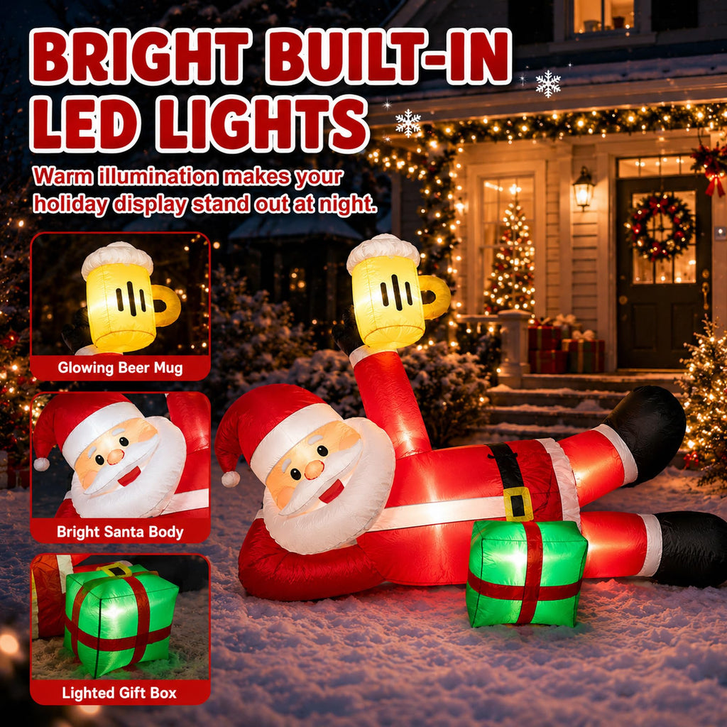 Christmas Inflatable Outdoor Decorations, Christmas Blow up Yard Decorations, 8FT Santa Christmas Inflatables with