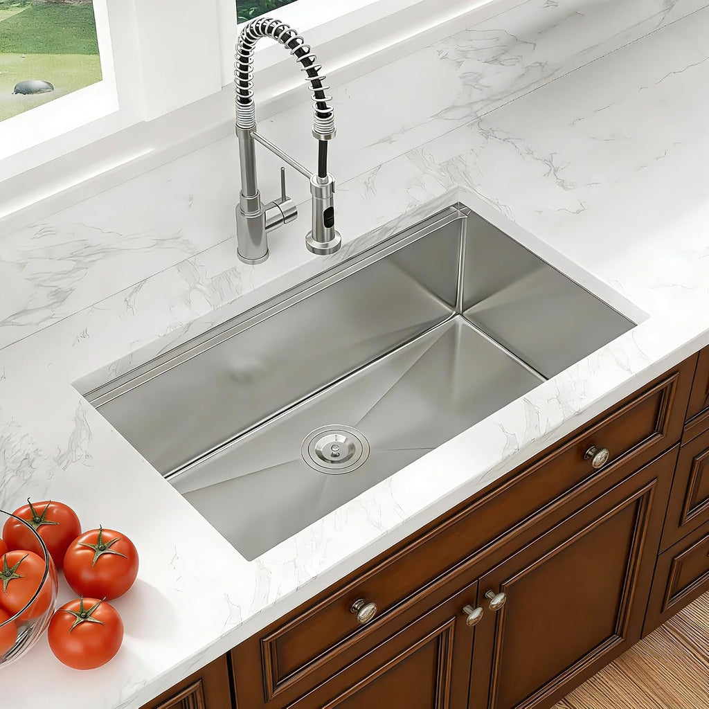 32-Inch Undermount Workstation 16 Gauge Single Bowl Stainless Steel Kitchen Sink with Accessories, 32x19x10 Inch