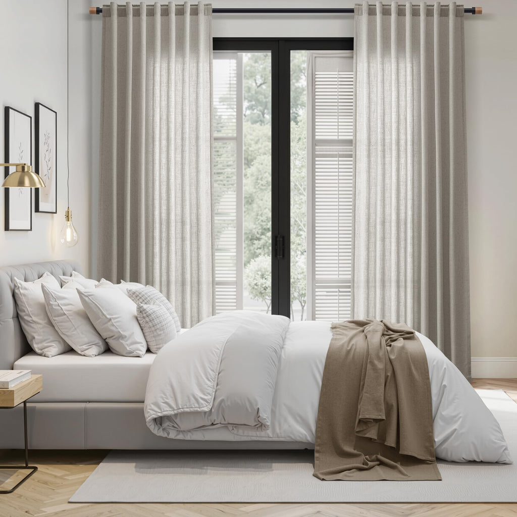 Silver Grey Linen Curtains 120 Inch Extra Long Back Tab Light Filtering Semi Sheer Drapes Modern Farmhouse Boho